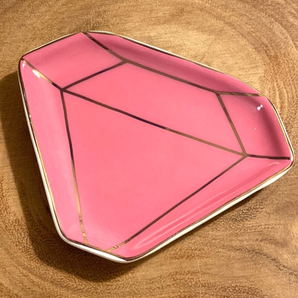 Jewerly Dish | Pink And Gold Diamond